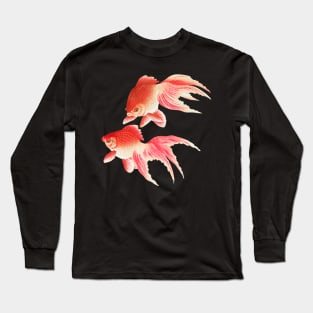 Vintage illustration of Two Gold Fish Japanese watercolor painting retro design Long Sleeve T-Shirt